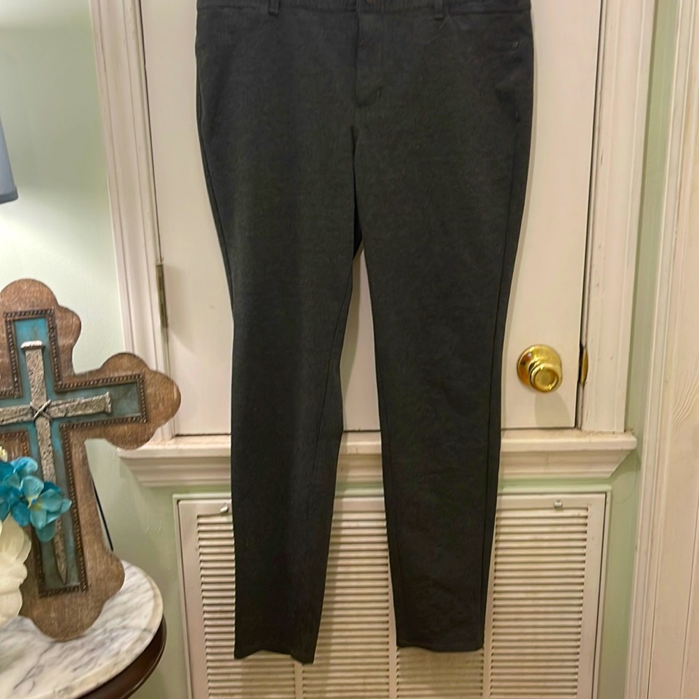 Dark grey straight leg pants. Lots of stretch!